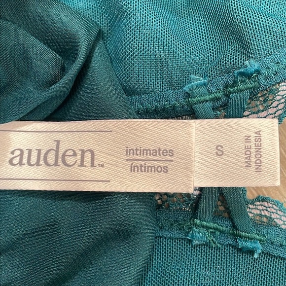 NWT Auden Halter Teal Satin Lace Strappy Back Babydoll Nightie and Thong Panty S - Picture 14 of 15